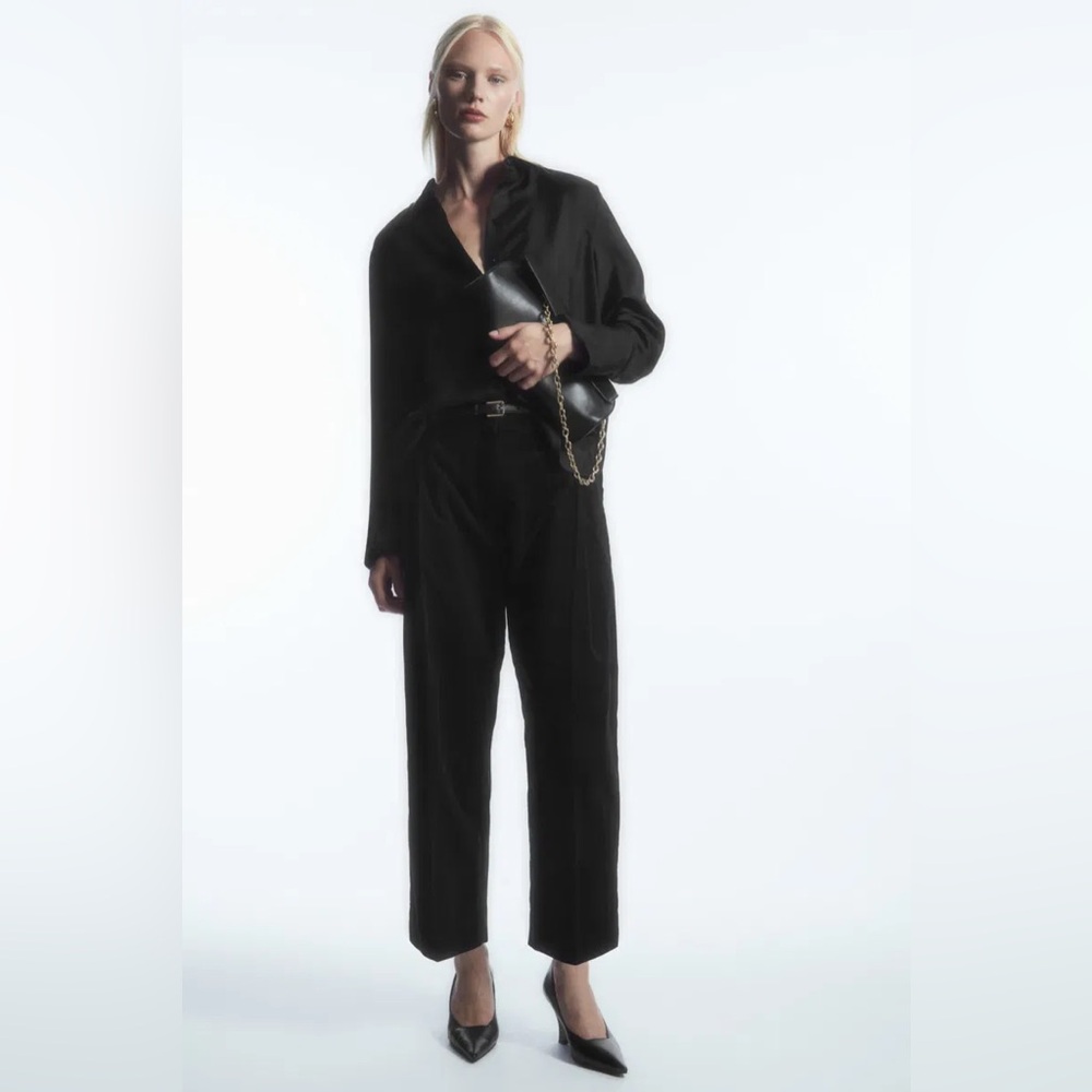 COS Pleated Barrel-Leg Corduroy Trousers, size 2